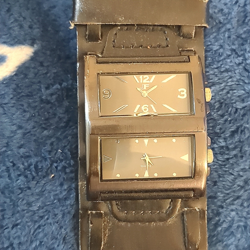Fossil Old School Men's Double Face wide strap Black leather